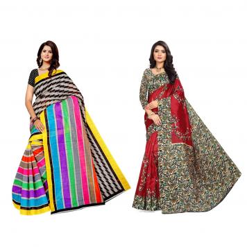 SVB Saree Multicolour Silk Saree Combo of 2 Saree