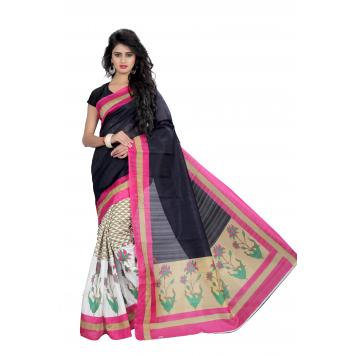 SVB Saree Navy Blue Bhagalpuri Silk Saree With Blouse P...