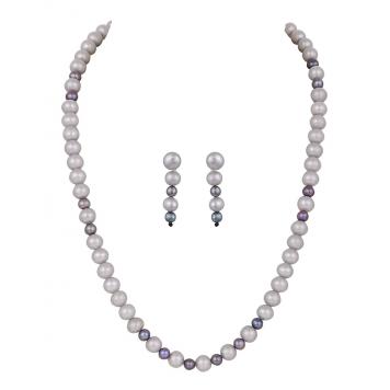 Elegant Due-Dot Freshwater Pearl Single Line Necklace S...