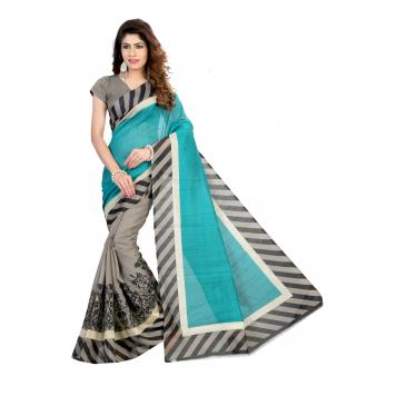 SVB Saree Multicolour Bhagalpuri Silk Saree With Blouse...