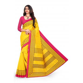 SVB Saree Yellow Bhagalpuri Silk Saree With Blouse Piec...