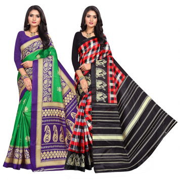 SVB Saree Multicolour Silk Saree Combo of 2 Saree