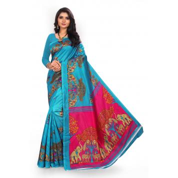 SVB Saree Rama Mysor Silk Saree With Blouse Piece