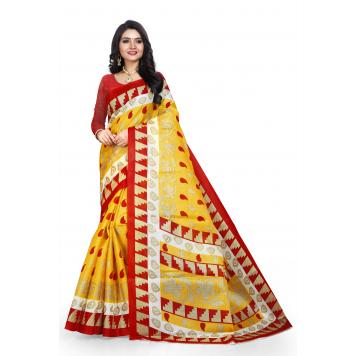 SVB Saree Yellow Khadi Silk Saree With Blouse Piece