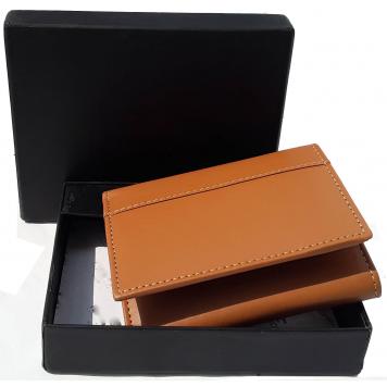 Men Brown Genuine Leather RFID Wallet 4 Card Slot 2 Not...