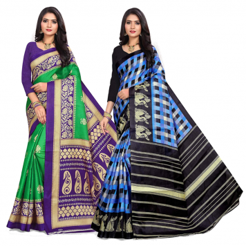 SVB Saree Multicolour Silk Saree Combo of 2 Saree