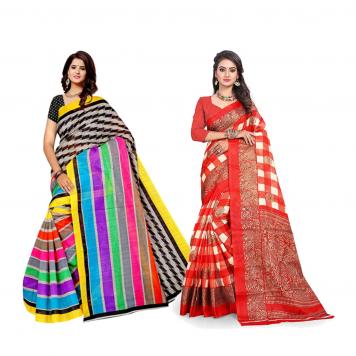 SVB Saree Multicolour Silk Saree Combo of 2 Saree