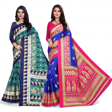 SVB Saree Multicolour Silk Saree Combo of 2 Saree