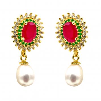 Spherical Diamond Red & Green SemiPrecious Stone Fr...