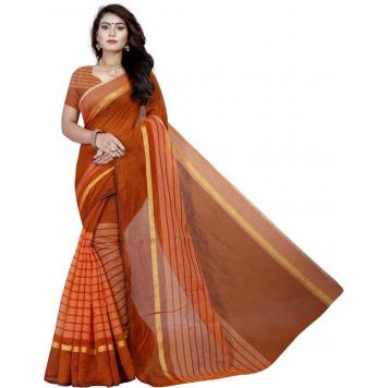 SVB Saree Orange Colour Polycotton silk sare