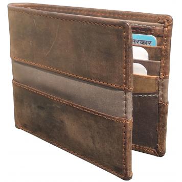 Men Brown Pure Leather RFID Wallet 8 Card Slot 2 Note C...