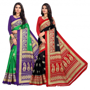 SVB Saree Multicolour Silk Saree Combo of 2 Saree