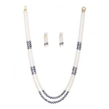 Gorgeous White Grey Freshwater 2 String Pearl Necklace ...