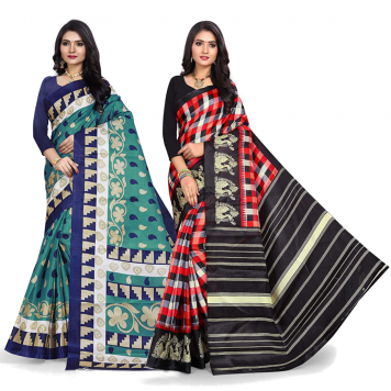 SVB Saree Multicolour Silk Saree Combo of 2 Saree