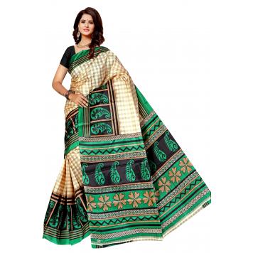 SVB Saree Green Colour Taffeta Saree Without Blouse Pie...