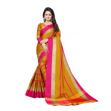 Pure Soft Cotton Silk Saree with Blouse (Orange) By Asl...