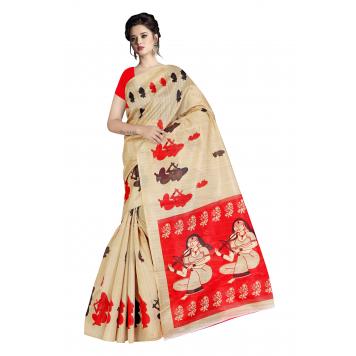 SVB Saree Chiku Khadi Silk Saree With Blouse Piece