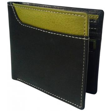 Men Black Genuine Leather RFID Wallet 4 Card Slot 2 Not...