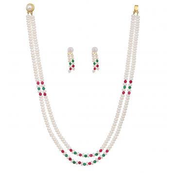 Gorgeous Colorful Freshwater 2 Lines Pearl Necklace Set...