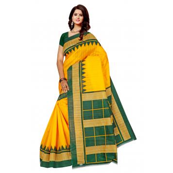 SVB Saree Yellow Bhagalpuri Silk Saree With Blouse Piec...