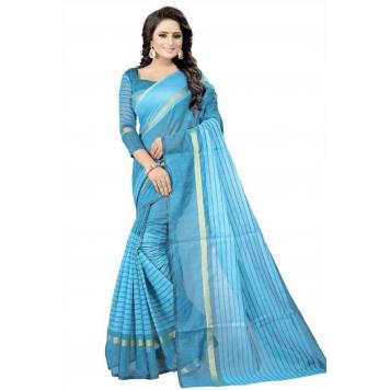 SVB Saree Light Blue Colour Polycotton silk sare