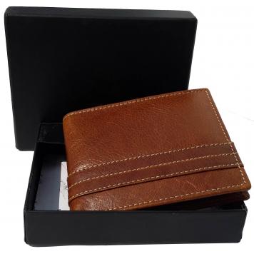 Men Brown Original Leather RFID Wallet 8 Card Slot 2 No...