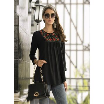 Best Quality Slub Rayon with Embroidered Work Tops (Bla...