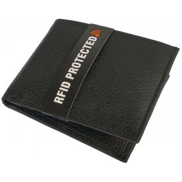 Men Black Original Leather RFID Wallet 6 Card Slot 1 No...