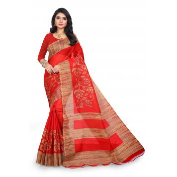 SVB Saree Red Colour Printed Bhagalpuri Silk Saree  