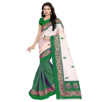 SVB Saree Green Bhagalpuri Silk Saree With Blouse Piece...