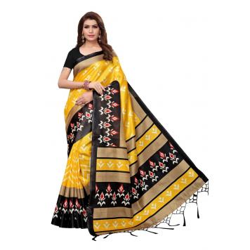 Work Wear Gorgeous Saree with Khadi & Jhalar (Yello...