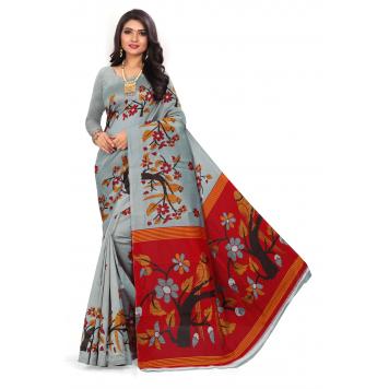 SVB Saree Silver Mysor Silk Saree With Blouse Piece