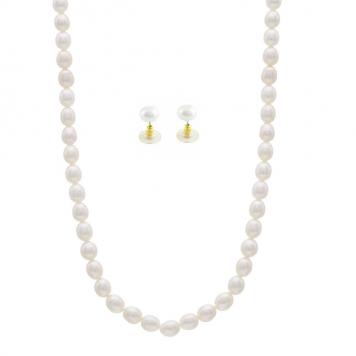 Simple and Best Freshwater Oval Shape Pearl String Neck...