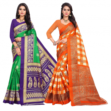 SVB Saree Multicolour Silk Saree Combo of 2 Saree