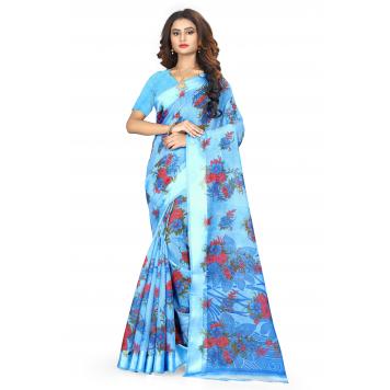 SVB Saree Satin Patta Silk Flower Print Saree