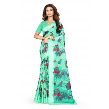 SVB Saree Satin Patta Silk Flower Print Saree